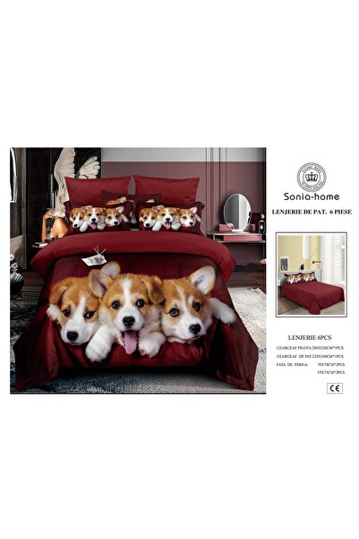 Sonia-home Lenjerie de pat 6 piese Sonia-home, pat dublu, bumbac finet, 220x2...