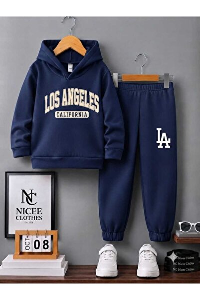 NC Nicee Clothes Children's Tracksuit Set Unisex (White with La Print Losange...