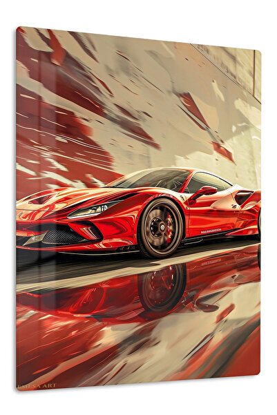 Emesa Art Red Vintage Race Car Motion Metal Wall Art