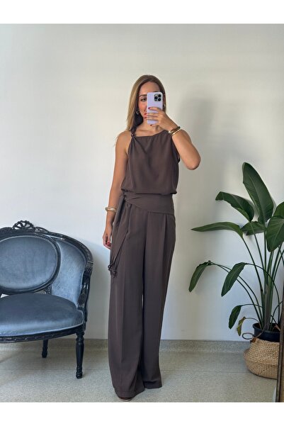 Butik KAHVE BONCUK DETAYLI TAKIM