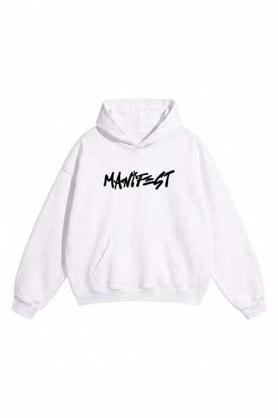 DASH WEAR Unisex Men'S/Women's Manifest Printed Oversize Cotton Hooded Sweats...