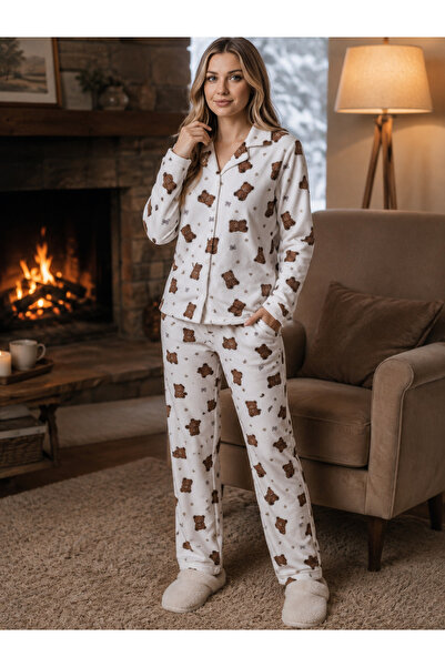 Manolya Kışlık kadın uzun kollu pijama takım