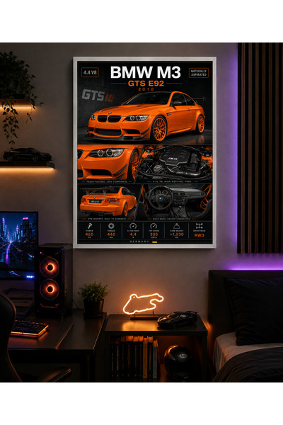 Miutic Print Studio Tablou decorativ auto BMW M3 GTS E92 2010, Tablou tehnic ...