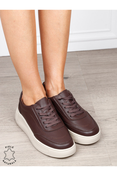 ANGEL BLUE Pantofi sport din piele naturală cu design modern 1810 cafeniu
