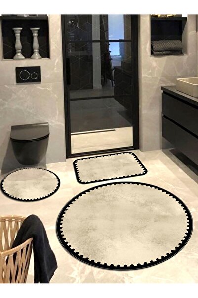 Ardizayn Caribbian, Non-Slip Base 3-Piece Round Bathroom Rug (100X100-60X60-4...