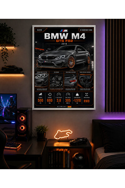 Miutic Print Studio Tablou decorativ auto BMW M4 GTS F82 2016, Tablou tehnic ...