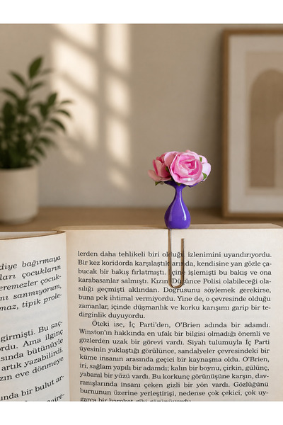Güsvent Design Co El Yapımı Çiçekli Vazo Kitap Ayracı