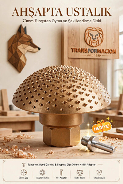 Transformacion Tungsten Ahşap Oyma ve Şekillendirme Diski 70mm Avuç Taşlama T...