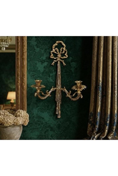 DecoZel Brass Casting Double Wall Candle Holder Candle Wall Accessory Wall Decoration Home Goods Gift