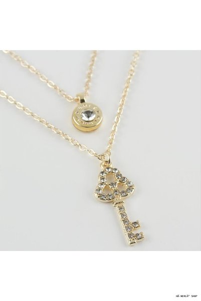 Generic Brand Shophnrl New Season Double Necklace with Key Figure (231521) Ye...