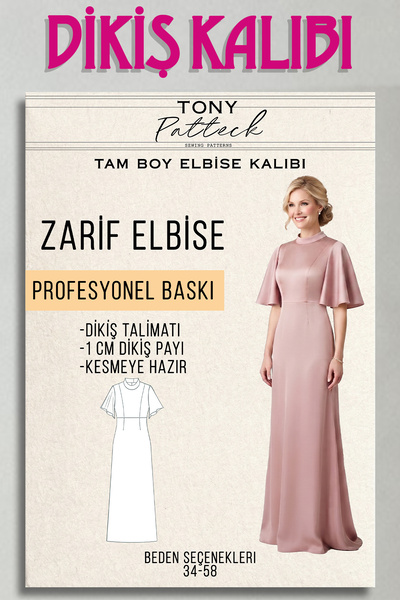 Tony Patteck Zarif Elbise (EL28) - Hazır Dikiş Kalıbı (34-58 Beden)