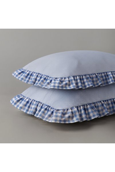 Attolya Pillowcase 2Pcs Ruffled 100% Quality Cotton Fluffs No Wrinkles Bohemian Rural Vibe,New Product