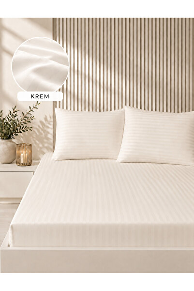 Bikaya Home Striped Satin Double Bed Sheet Set |   160X200+30 cm |   Elastic,...