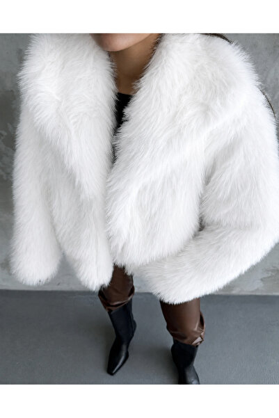 modazoom Soft Touch Oversize Premium Fur Plush Coat White