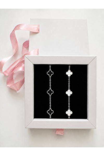 ATALYA ACCESSORY Lover Bracelet Set Clover Model Unisex Bag and Boxed 2-Piece...