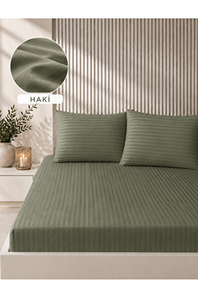 Bikaya Home Prugasti satenski set posteljine za bračni krevet | 160x200+30 cm...