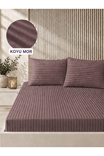 Bikaya Home Striped Satin Double Bed Sheet Set |   160X200+30 cm |   Elastic,...