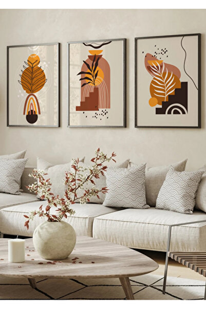 NT Handmade Natural Wood Framed 3-Piece Bohemian Retro Painting Set Decorativ...