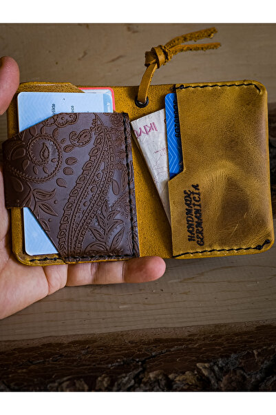 GERMANICIA LEATHER CRAFT Hakiki Deri Desenli Unisex Cüzdan&Kartlık, [Kişileşt...