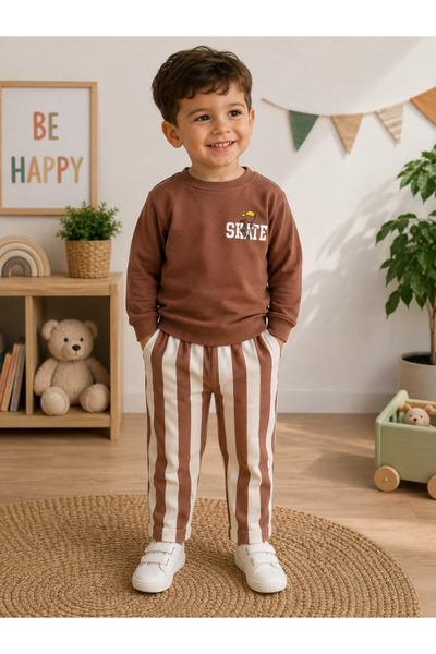 SANTRALBEBE Boy's Striped Sweatshirt Seasonal Set