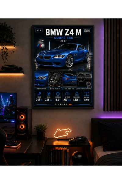 Miutic Print Studio Tablou auto BMW Z4 M Coupé E86, Tablou decorativ cu speci...