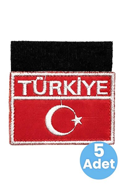 Tezzgelsin Turkish Flag Turkey Written Embroidery Emblem Rectangular Velcro 5...