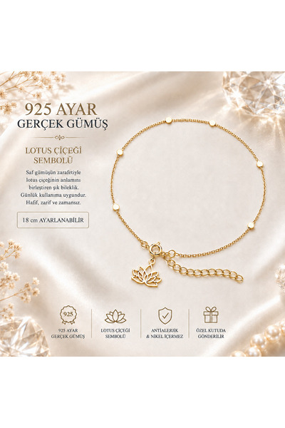 ozzanova Ozza Nova 925 Ayar Gümüş Altın kaplama Lotus Çiçeği Kadın Bileklik –...