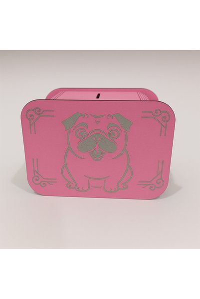 Genel Markalar Köpek Kumbara - Ağaç işleme -Ceviz Ağacı-Pembe