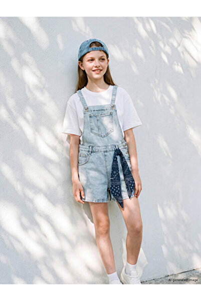 LC Waikiki Sparkling Choices Girls' Jean Salopet and Headband from Shining Store