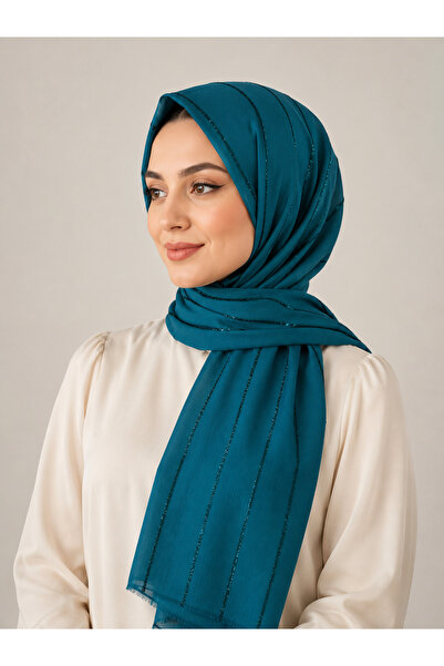 BUTİK AYVİTRİN Women's Sim Stripe Shawl Turquoise Green
