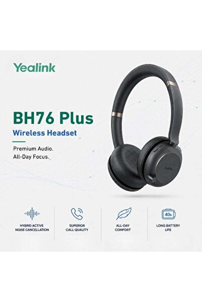Yealink BH76 Plus Wireless Bluetooth Headset - USB-C, 3-Stage ANC, 40-Hour Ba...
