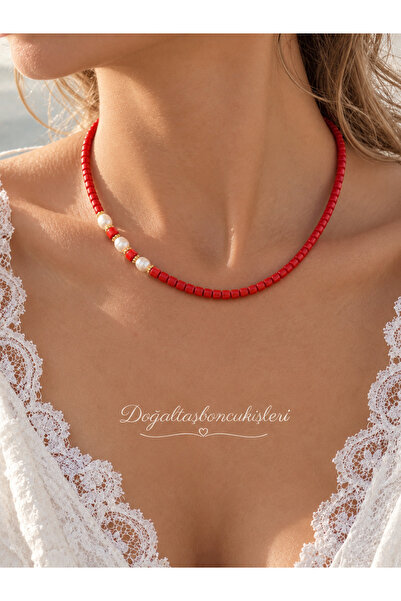 doğaltaşboncukişleri Mecan Red Necklace