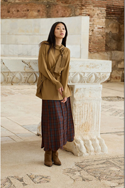 MissWhence Checkered Knit Midi Skirt