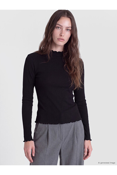 LC Waikiki Rmz Gi̇yi̇m Farkiyla Dik Roba Collar Women's Ribbed Bodysuit