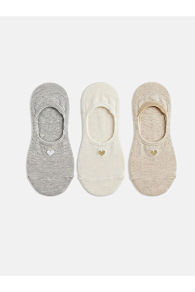 LC Waikiki I Heart Embroidered Women's B Ballet Flats Socks 3-Piece from Free...