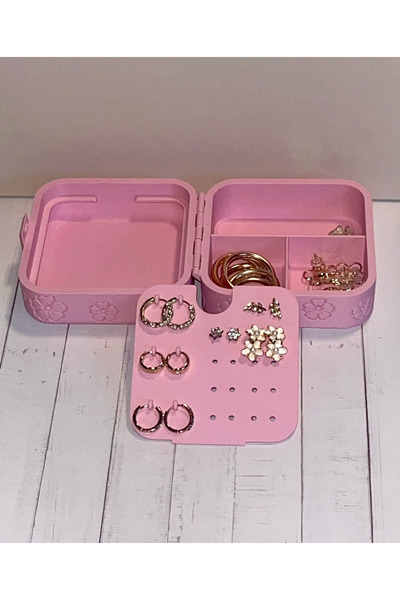 Print Zone Floral Pattern Travel Jewelry Box - Portable Organizer with Compar...