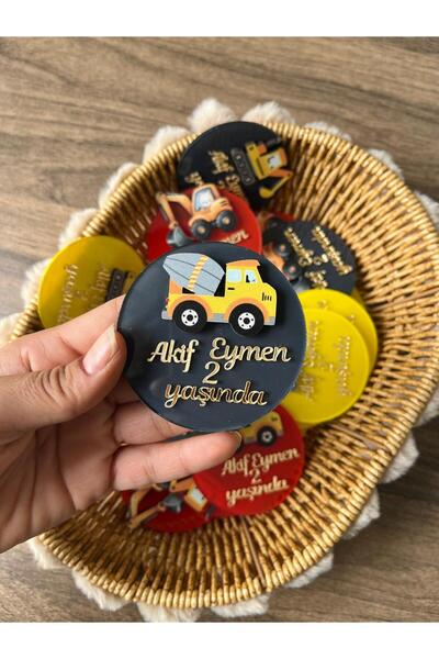 NETHOMEART Kepçeli -kamyonlu doğum günü magnet hediye (25 adet )