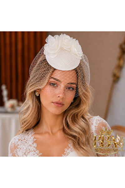 bbays new trend Gelin Nikah Şapkası Çiçekli Vualet Fascinator Zarif Tüllü Duv...