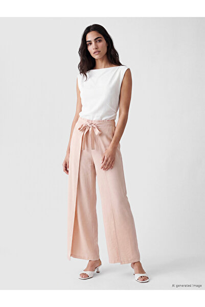 LC Waikiki Trendlucky Women's Trousers with Elastic Waist and Difference in C...