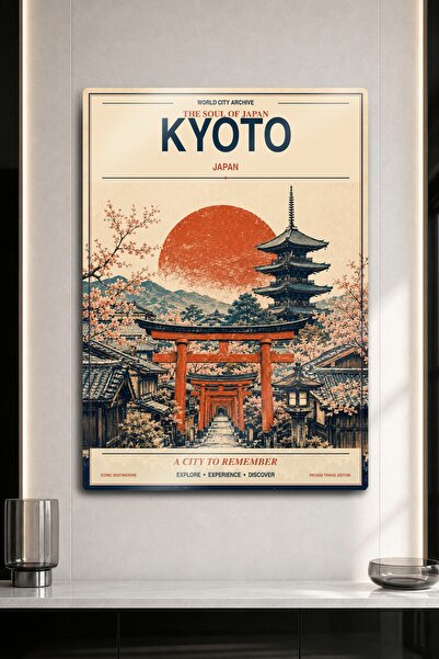 DekorHane Decor de perete din metal - Poster retro Japonia cu ușile Torii din...