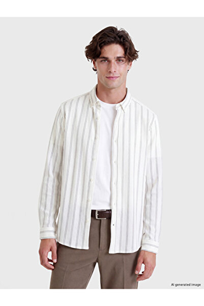 LC Waikiki Rmz Gi̇yi̇m Farkiyla Slim Fit Striped Men's Shirt
