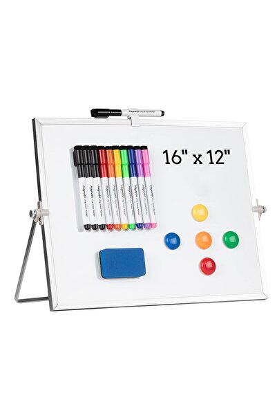 YESMAX 40 x 30 cm Aluminium White Double-Sided Magnetic Dry Erase Whiteboard ...