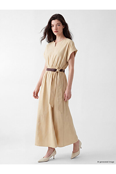 LC Waikiki I Kaçık Roba Yaka a Dress with a Belted Waist from Freezen Store