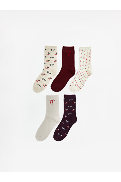LC Waikiki Rmz Gi̇yi̇m Farkiyla Embroidered Women's Socks 5-Pack