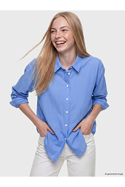 LC Waikiki Rmz Gi̇yi̇m Farkiyla Striped Loose Fit Poplin Women's Shirt
