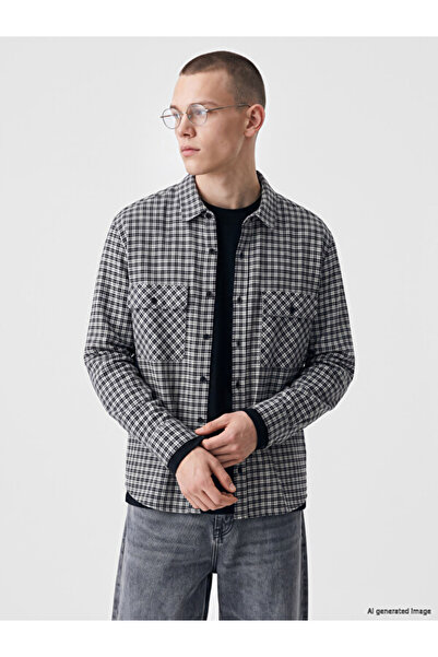 LC Waikiki Rmz Gi̇yi̇m Farkiyla Relax Fit Checkered Embroidered Men's Shirt