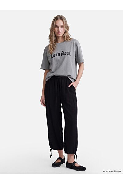 LC Waikiki Rmz Gi̇yi̇m Farkiyla Women's Wide Leg Pants with Waist Cord