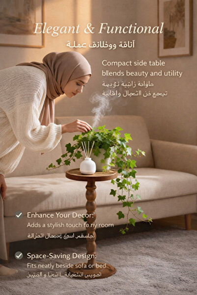 Generic Brand طاولة حديقة خشبية مستديرة، قاعدة، طاولة صغيرة خارجية للفناء، حا...