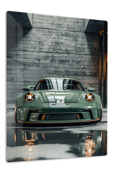 Emesa Art Green Porsche 911 Industrial Metal Wall Art