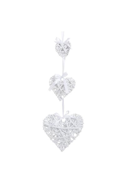OEM Set decorativ de inimă din lemn împletit, alb, suspendat, de 72cm, cu pan...